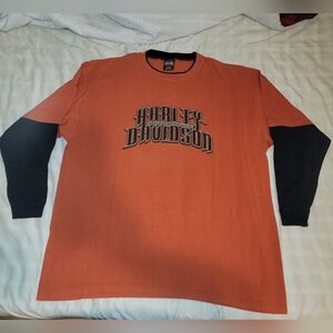 Harley-Davidson Memphis, Tennessee Men's Orange and Black Long Sleeve Shirt